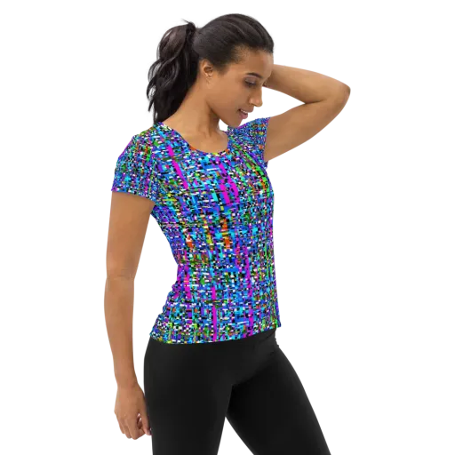 Neon Mosaic on a Women's Athletic T-Shirt