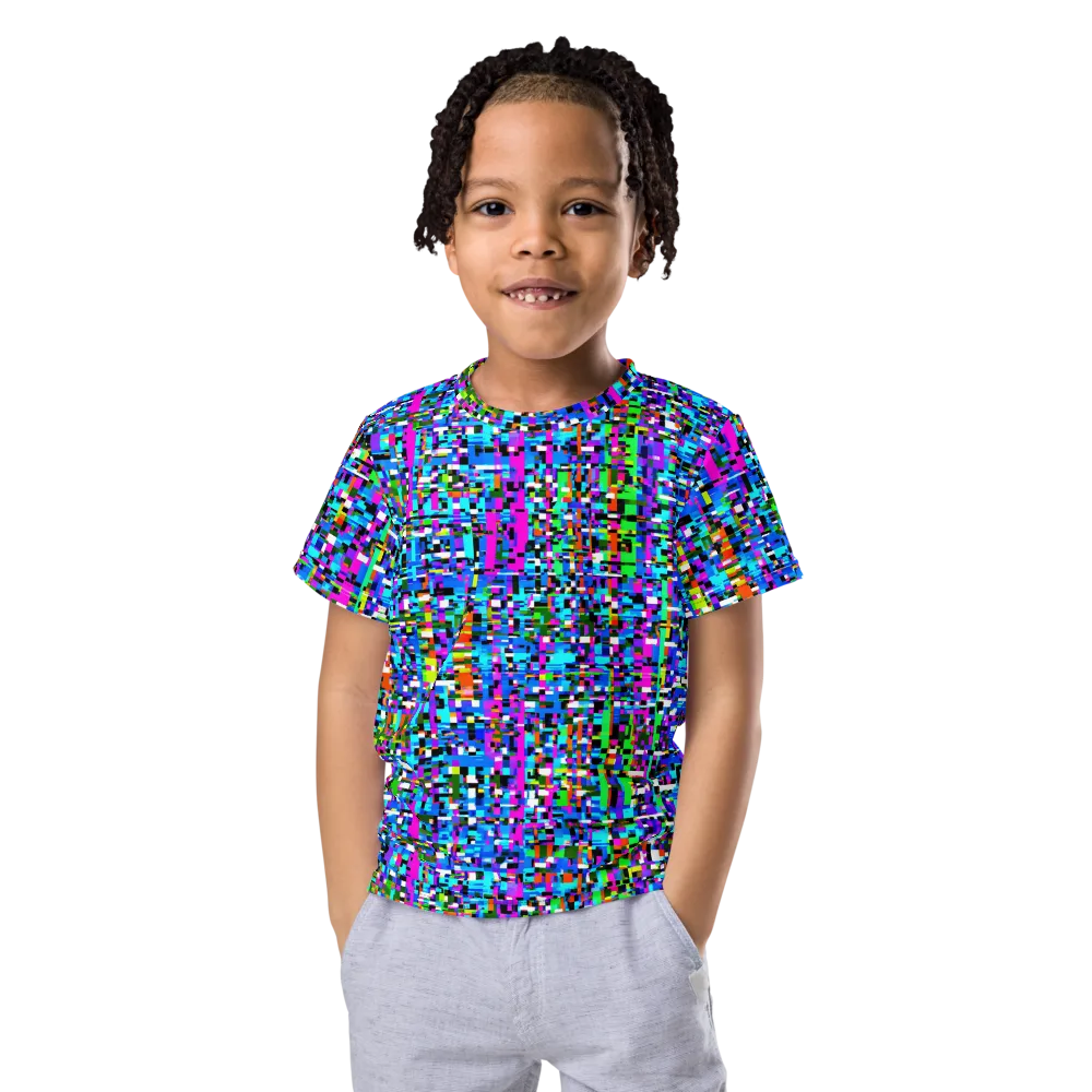 Neon Mosaic on Kids Crew Neck T-Shirt — Front