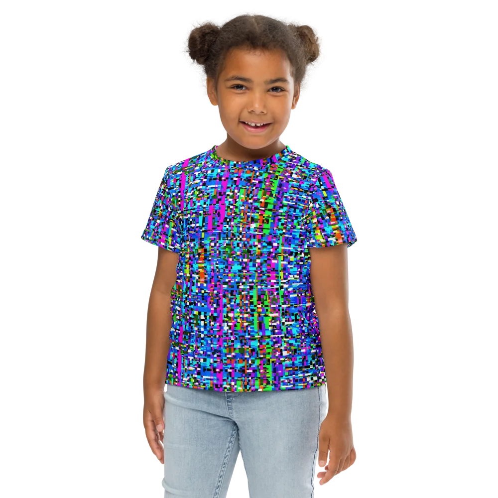 Neon Mosaic on Kids Crew Neck T-Shirt — Front