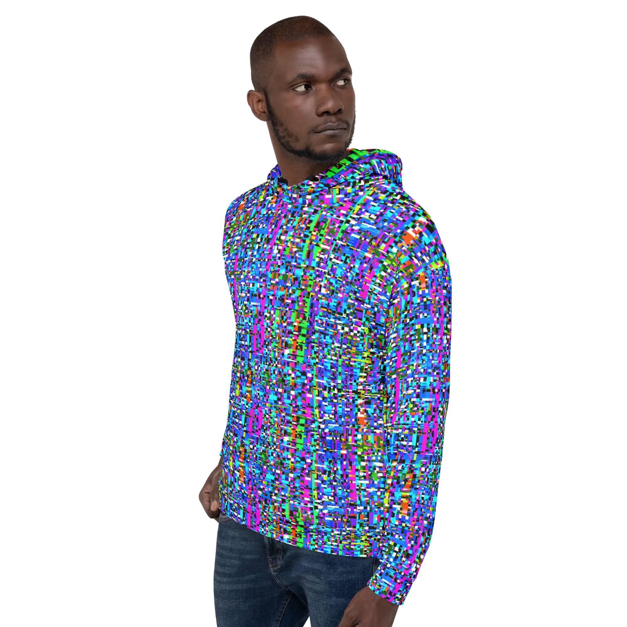 Neon Mosaic on Hoodie — Left