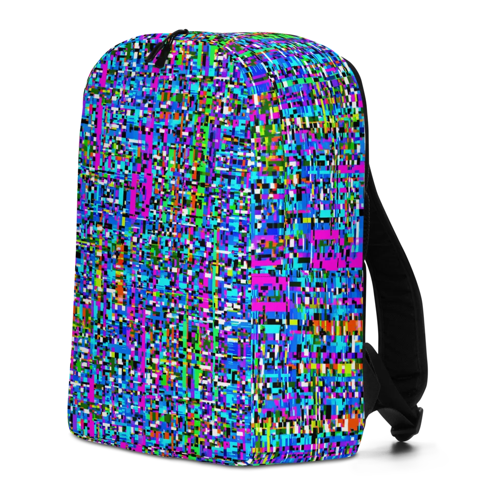 Neon Mosaic on Minimalist Backpack — Left