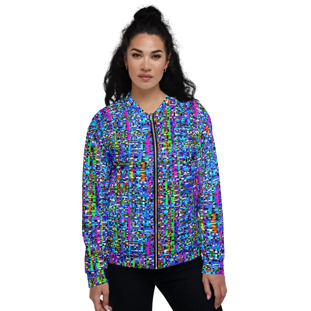 Neon Mosaic on Bomber Jacket — Front