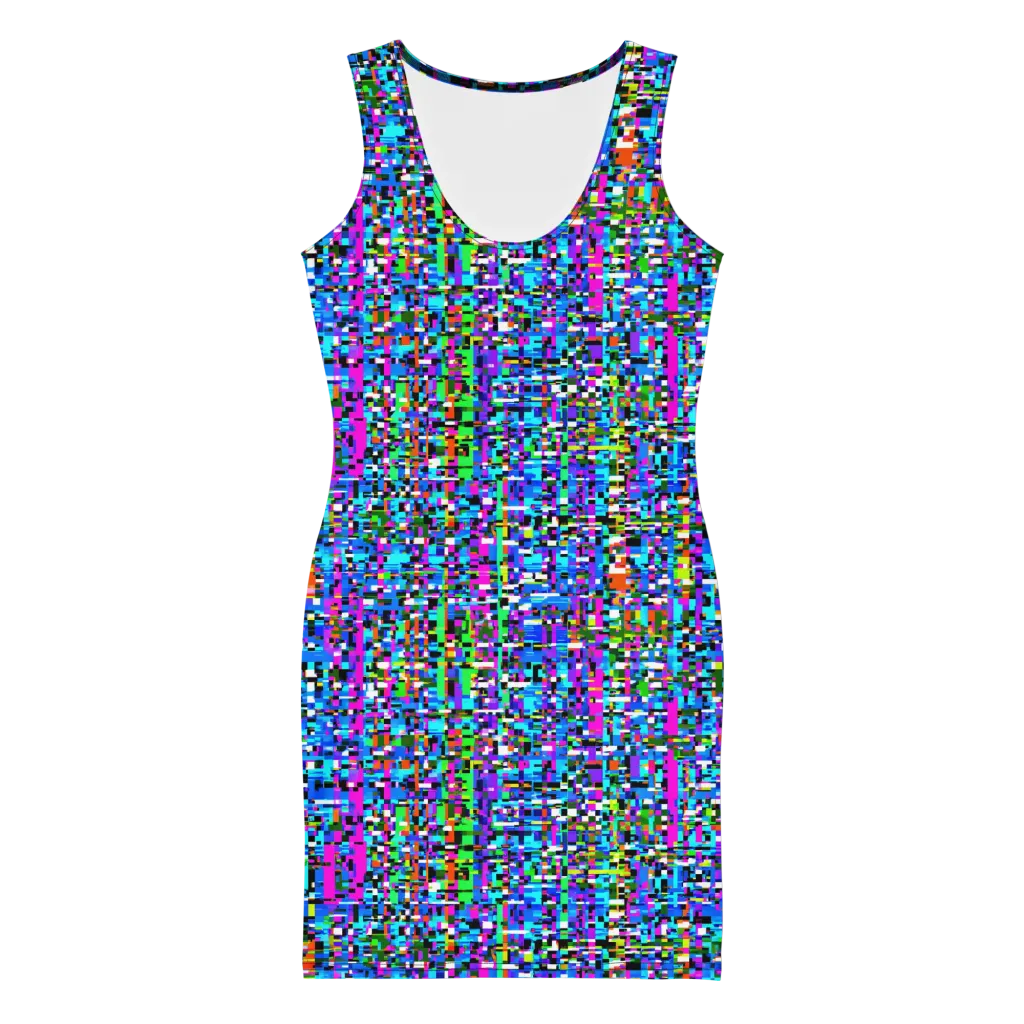 Neon Mosaic on Bodycon Dress — Front