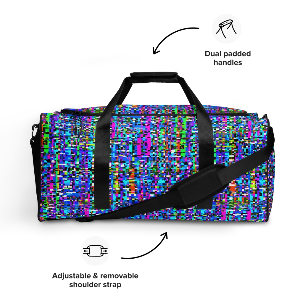 Neon Mosaic on Duffle Bag — Front