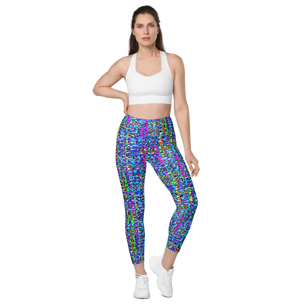Neon Mosaic on Leggings with Pockets — Front