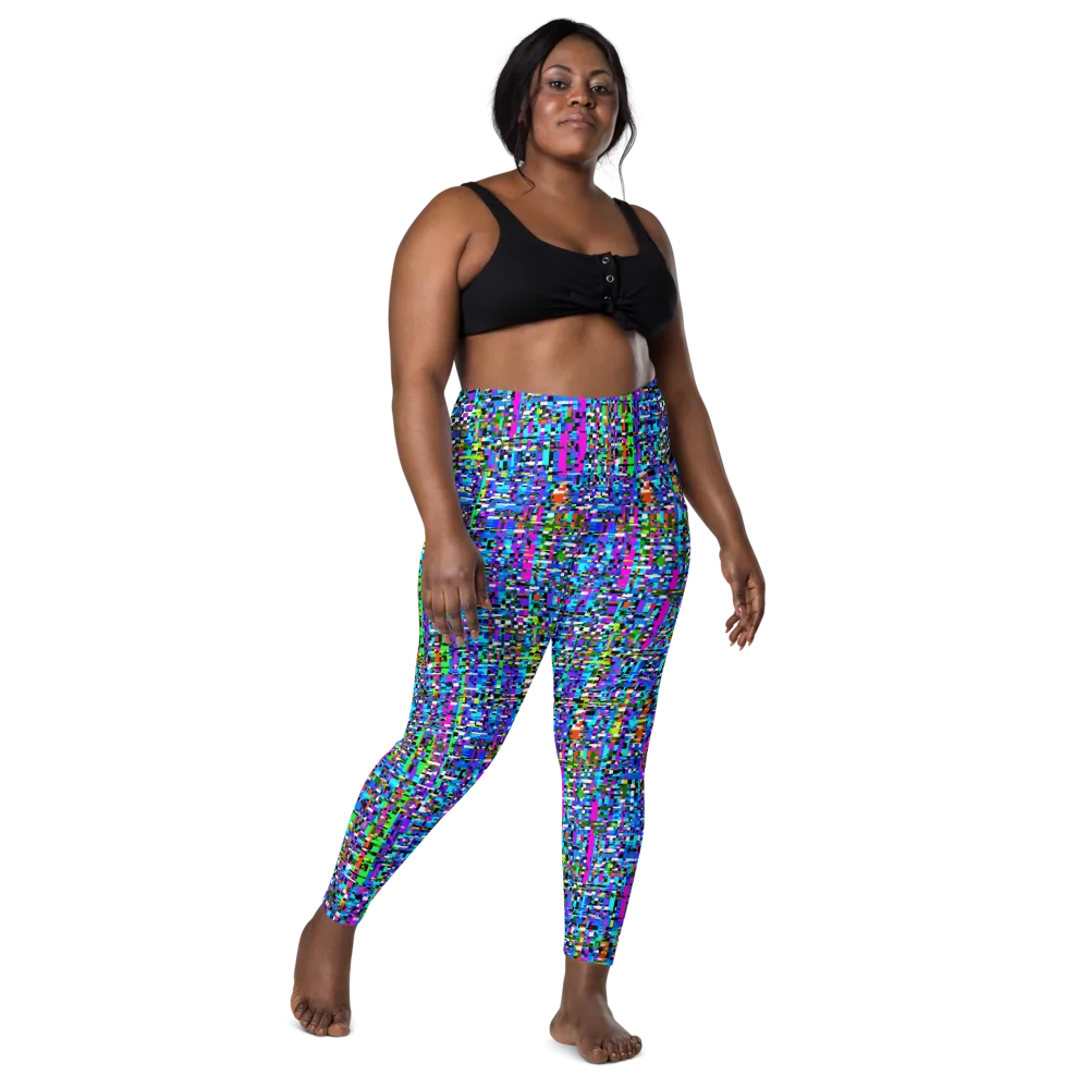 Neon Mosaic on Leggings with Pockets — Front