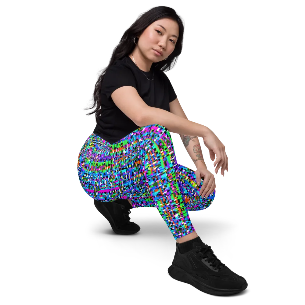 Neon Mosaic on Leggings with Pockets — Right Front