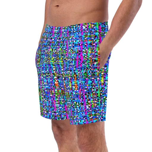 Neon Mosaic on a Swim Trunks