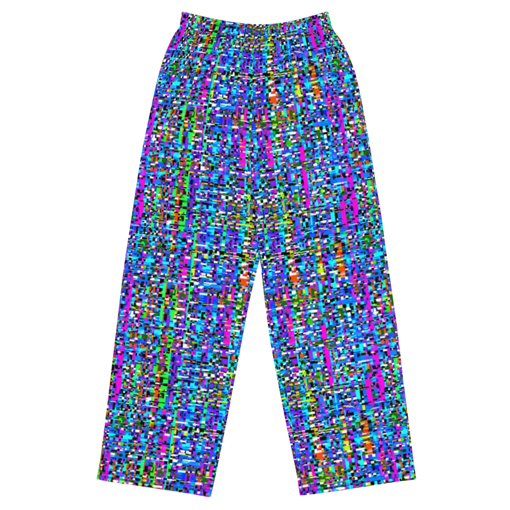 Neon Mosaic on Wide-Leg Pants — Front