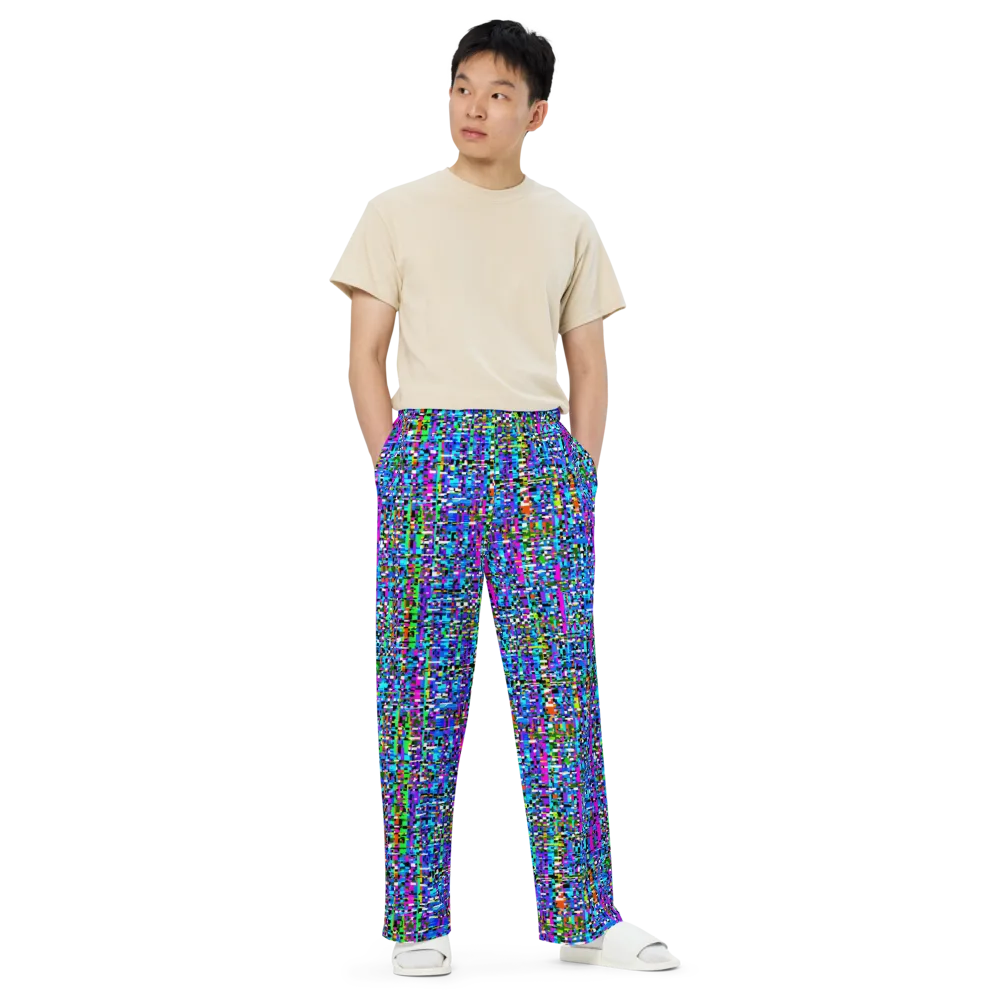Neon Mosaic on Wide-Leg Pants — Front