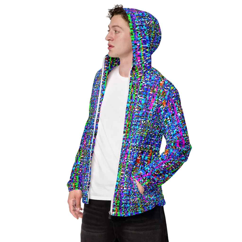 Neon Mosaic on Men's Windbreaker — Left Front