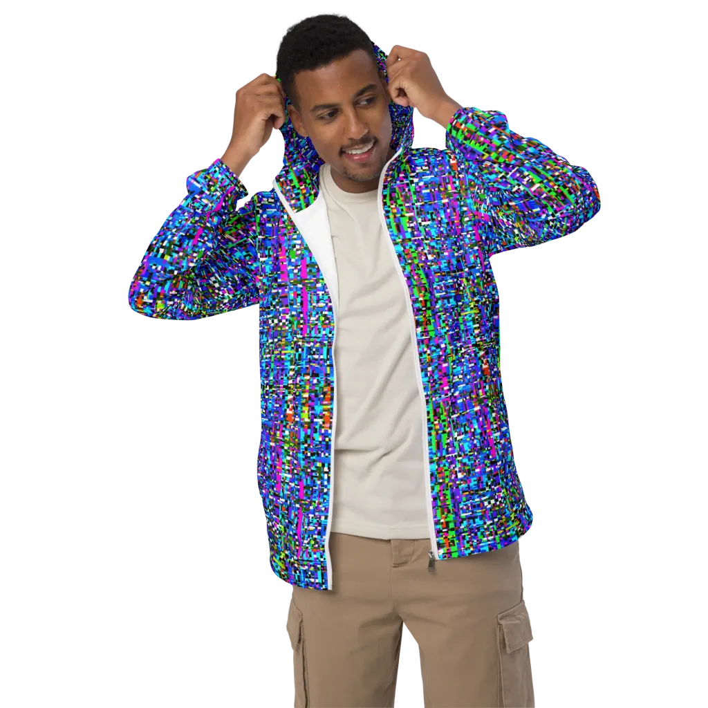 Neon Mosaic on Men's Windbreaker — Front