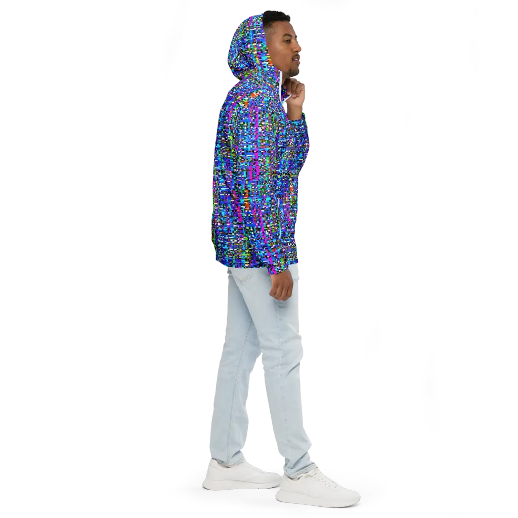 Neon Mosaic on Men's Windbreaker — Right