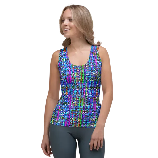 Neon Mosaic on a Women's Tank Top