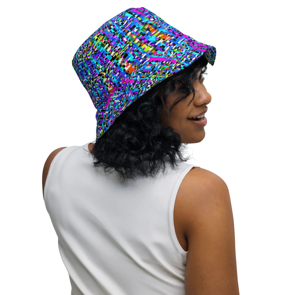 Neon Mosaic on Reversible Bucket Hat — Right Outside