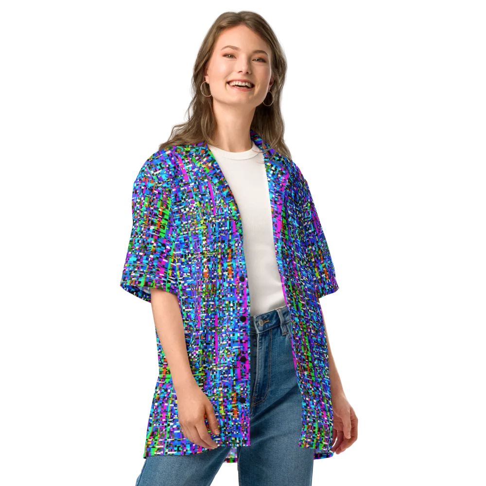 Neon Mosaic on Button Shirt — Front