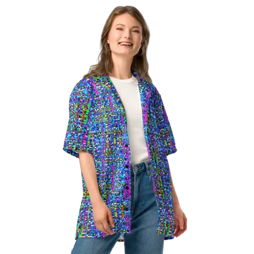 Neon Mosaic on a Button Shirt