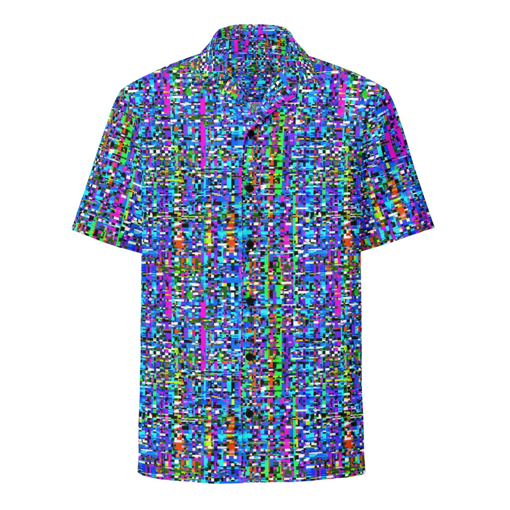Neon Mosaic on Button Shirt — Front