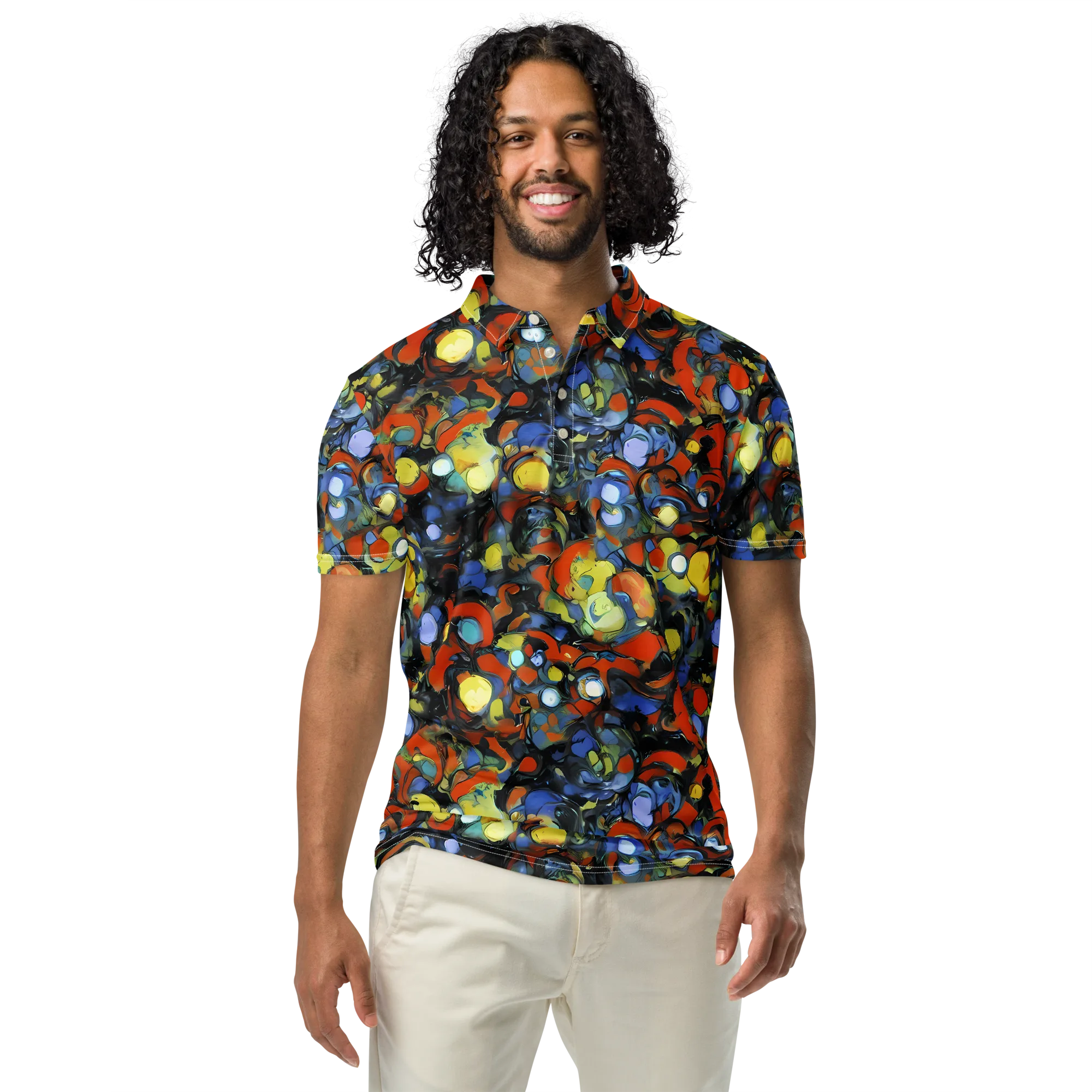 The Vivid Collapse on Men's Slim Fit Polo Shirt — Front