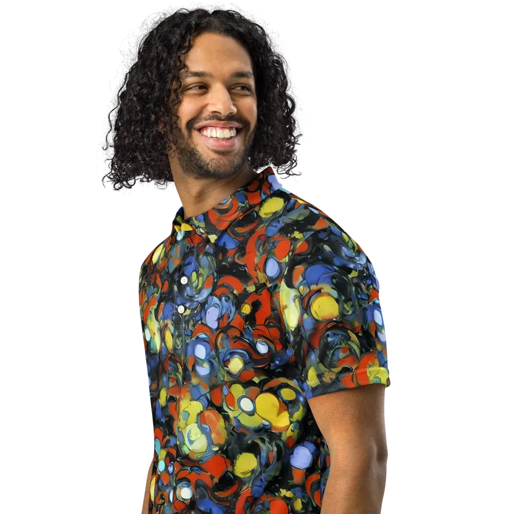 The Vivid Collapse on Men's Slim Fit Polo Shirt — Left Front