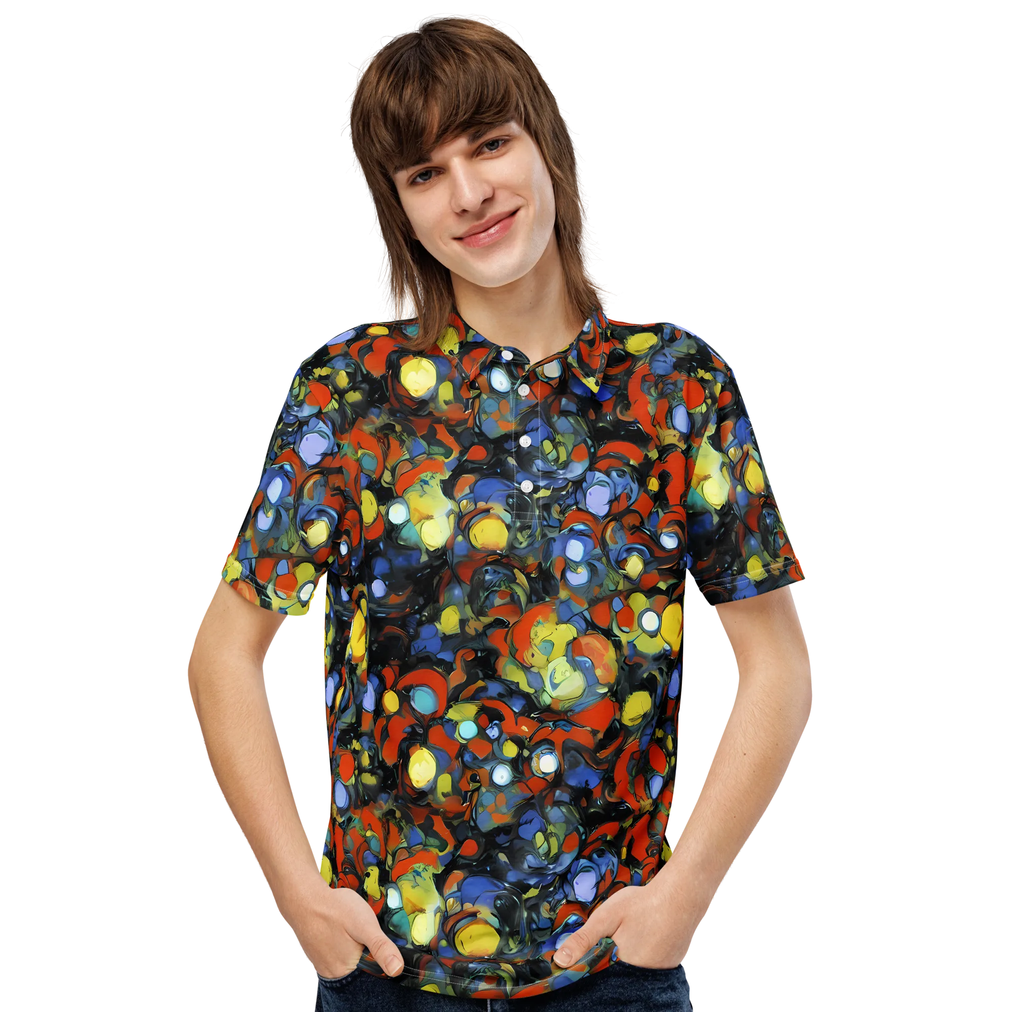 The Vivid Collapse on Men's Slim Fit Polo Shirt — Front