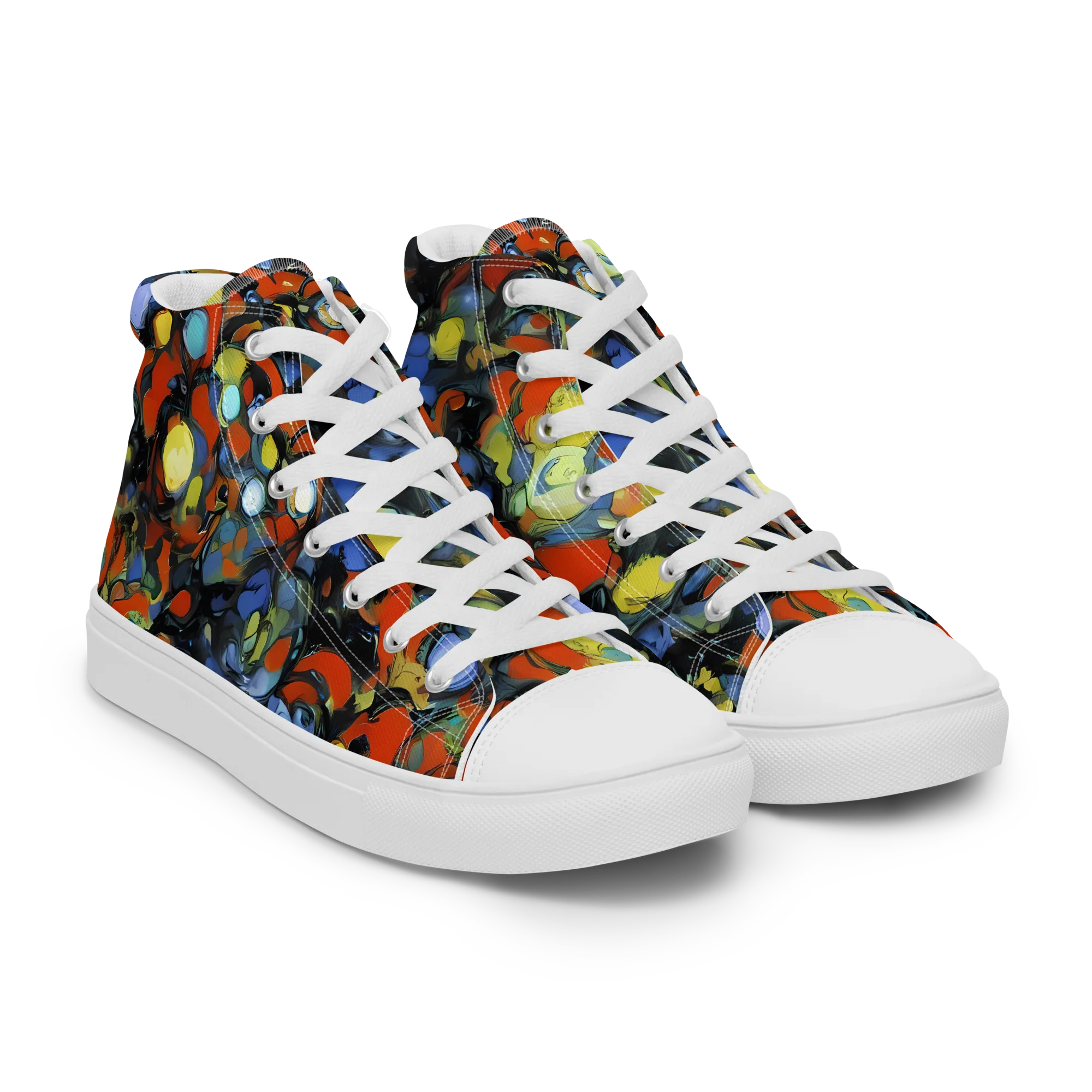 The Vivid Collapse on Men's High Top Canvas Shoes — Right Front