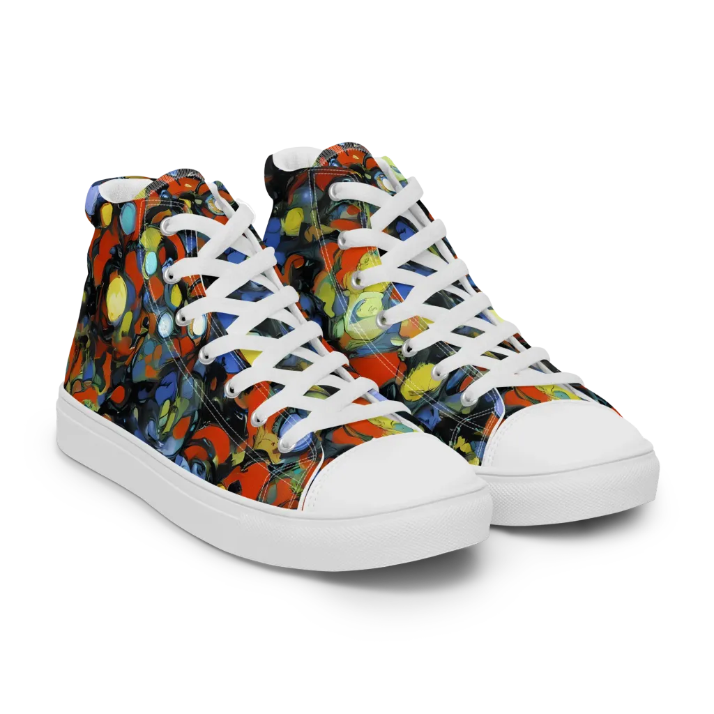 The Vivid Collapse on Men's High Top Canvas Shoes — Right Front