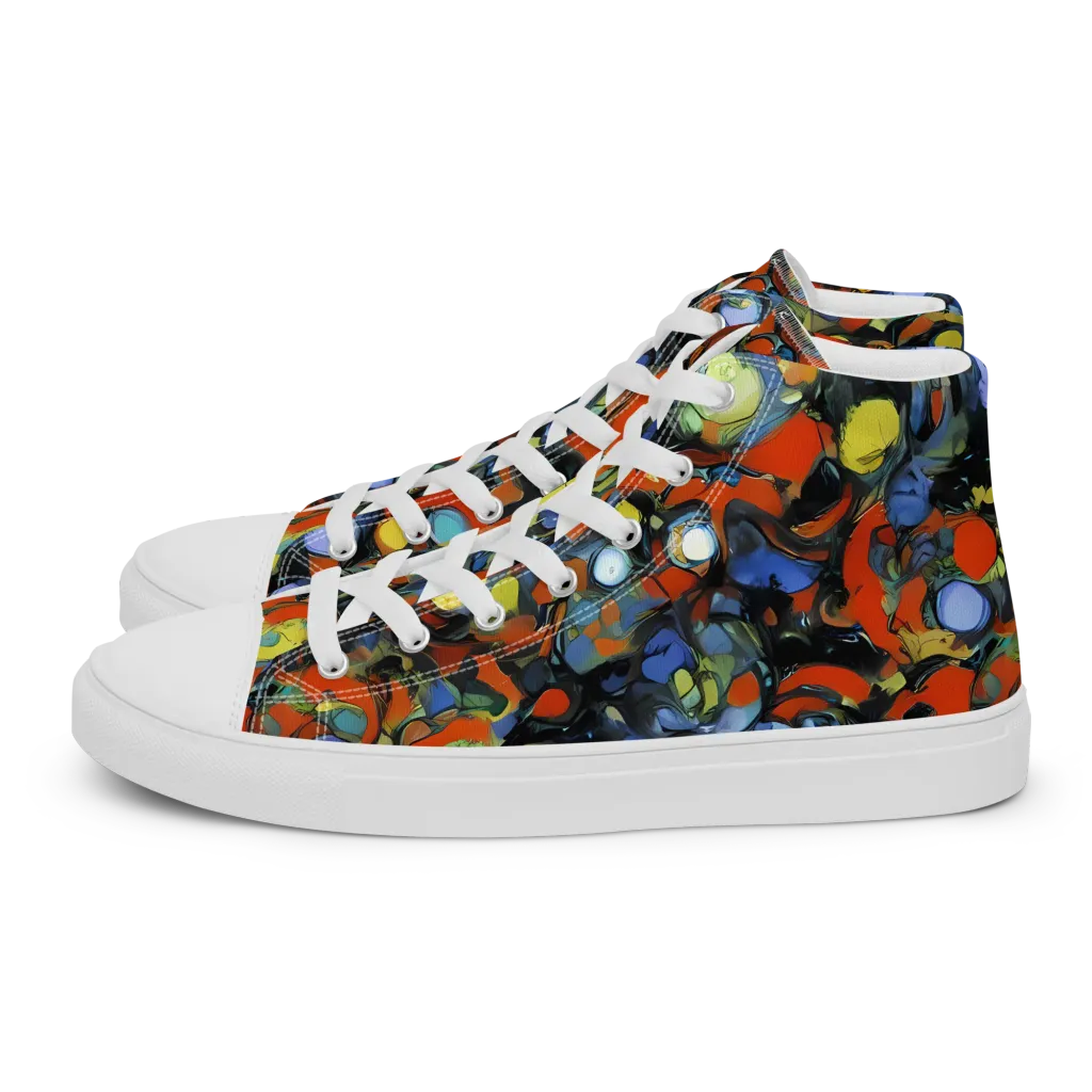 The Vivid Collapse on Men's High Top Canvas Shoes — Left