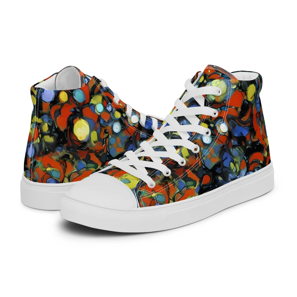 The Vivid Collapse on Men's High Top Canvas Shoes — Left