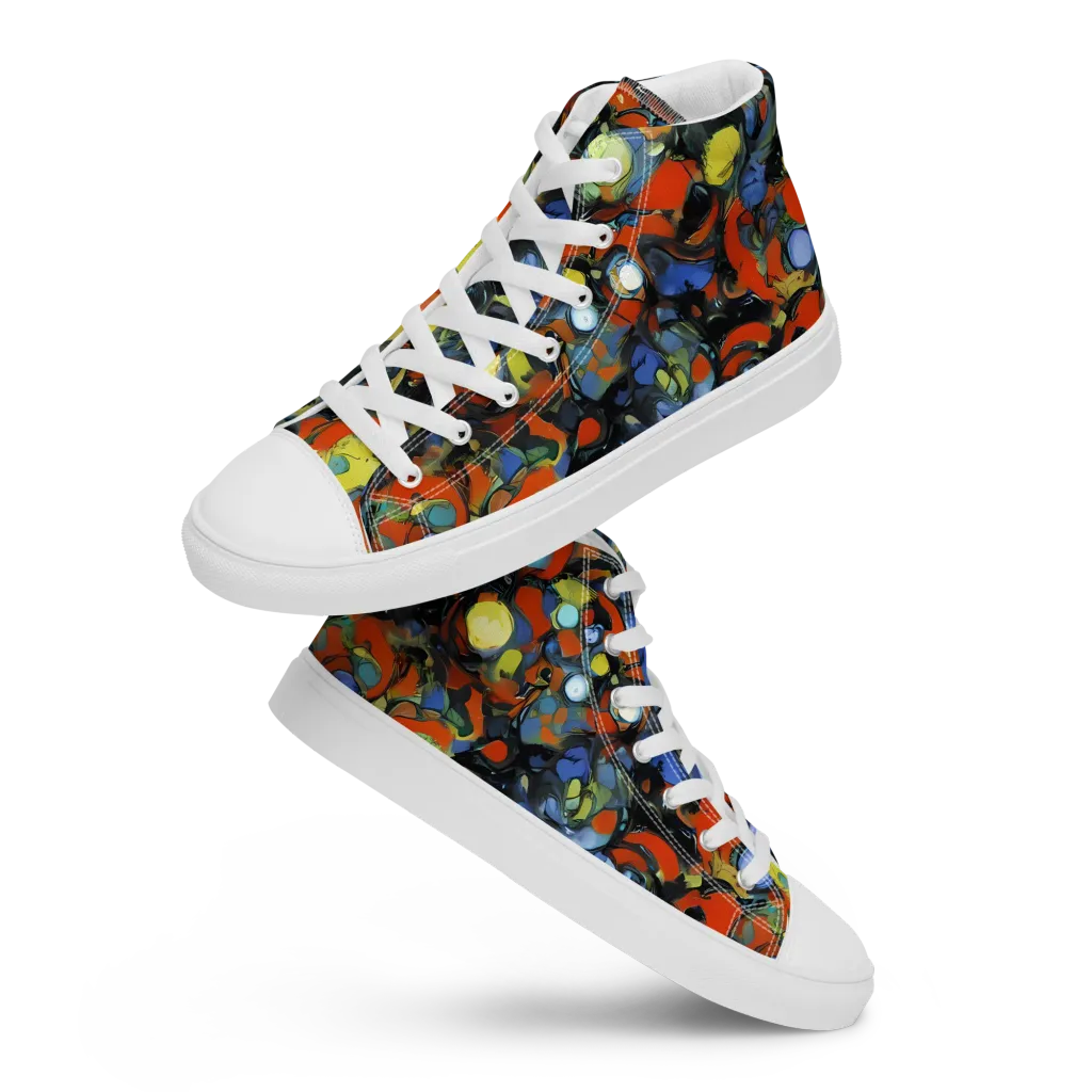 The Vivid Collapse on Men's High Top Canvas Shoes — Front