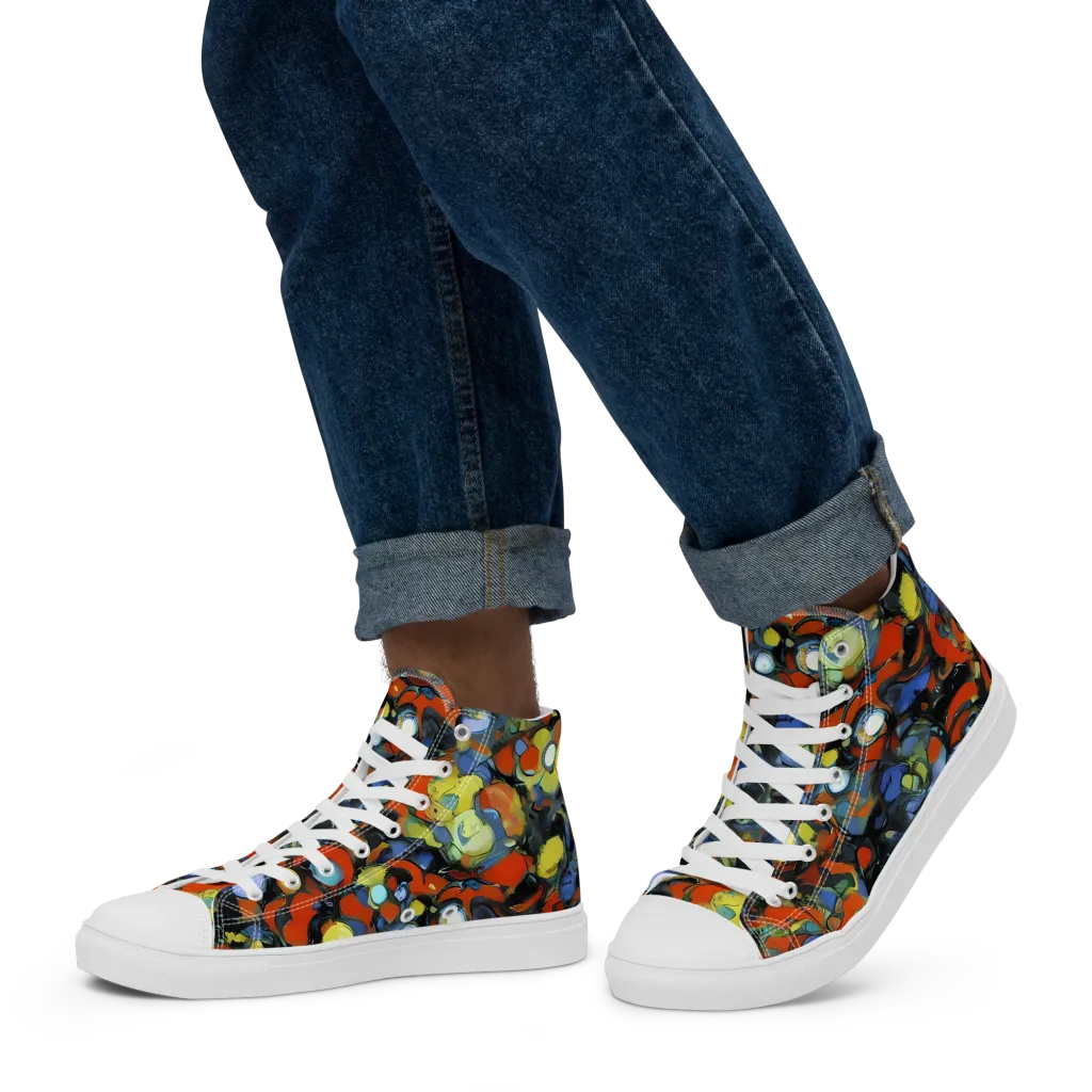 The Vivid Collapse on Men's High Top Canvas Shoes — Left