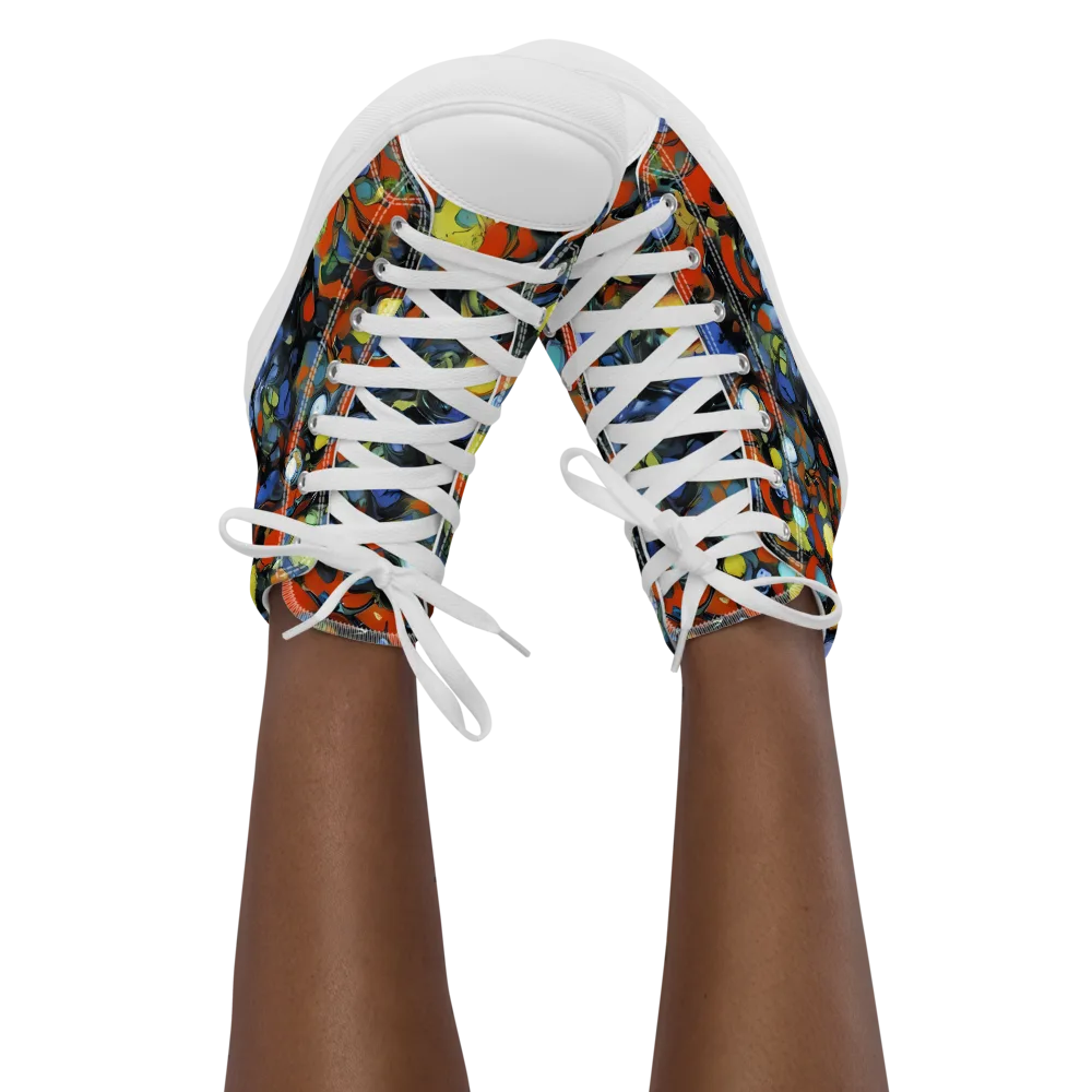 The Vivid Collapse on Women's High Top Canvas Shoes — Front