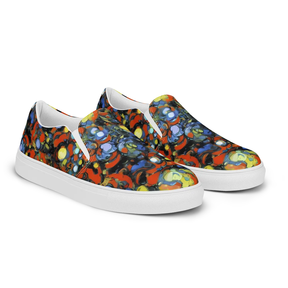 The Vivid Collapse on Men's Slip-On Canvas Shoes — Right Front