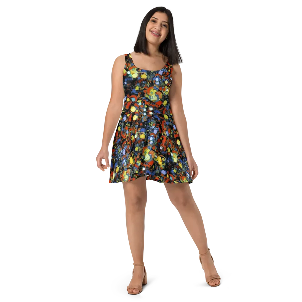 The Vivid Collapse on Skater Dress — Front