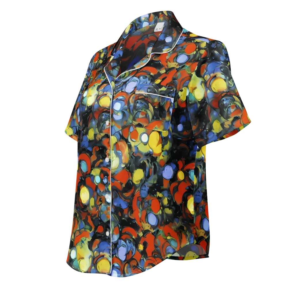 The Vivid Collapse on Women's Short Sleeve Pajama Top — Left Front