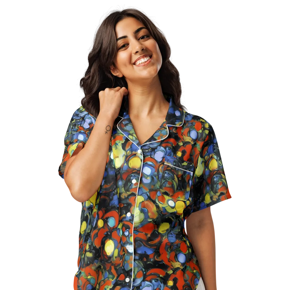 The Vivid Collapse on Women's Short Sleeve Pajama Top — Front