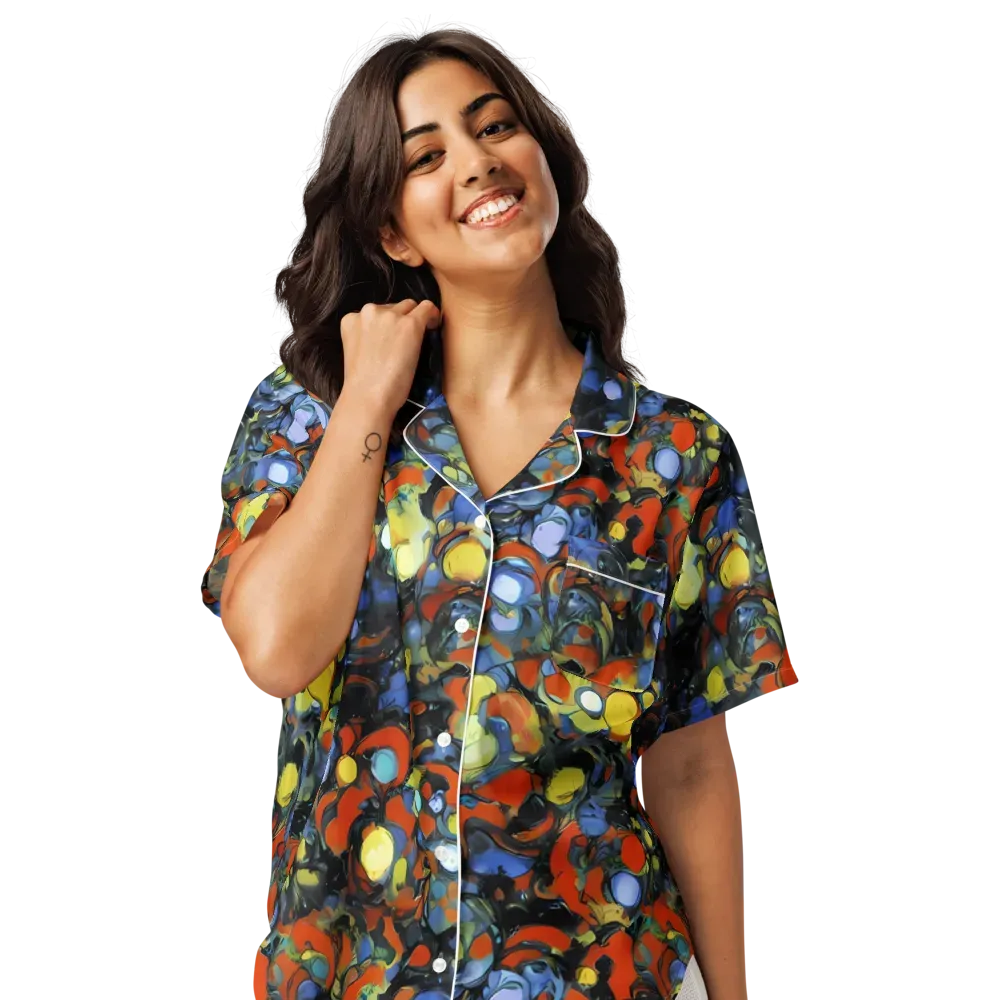 The Vivid Collapse on Women's Short Sleeve Pajama Top — Front