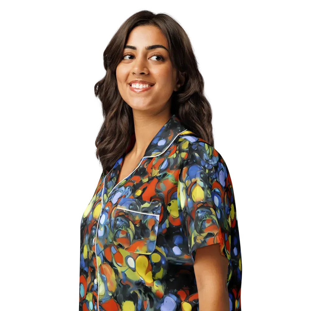 The Vivid Collapse on Women's Short Sleeve Pajama Top — Left Front