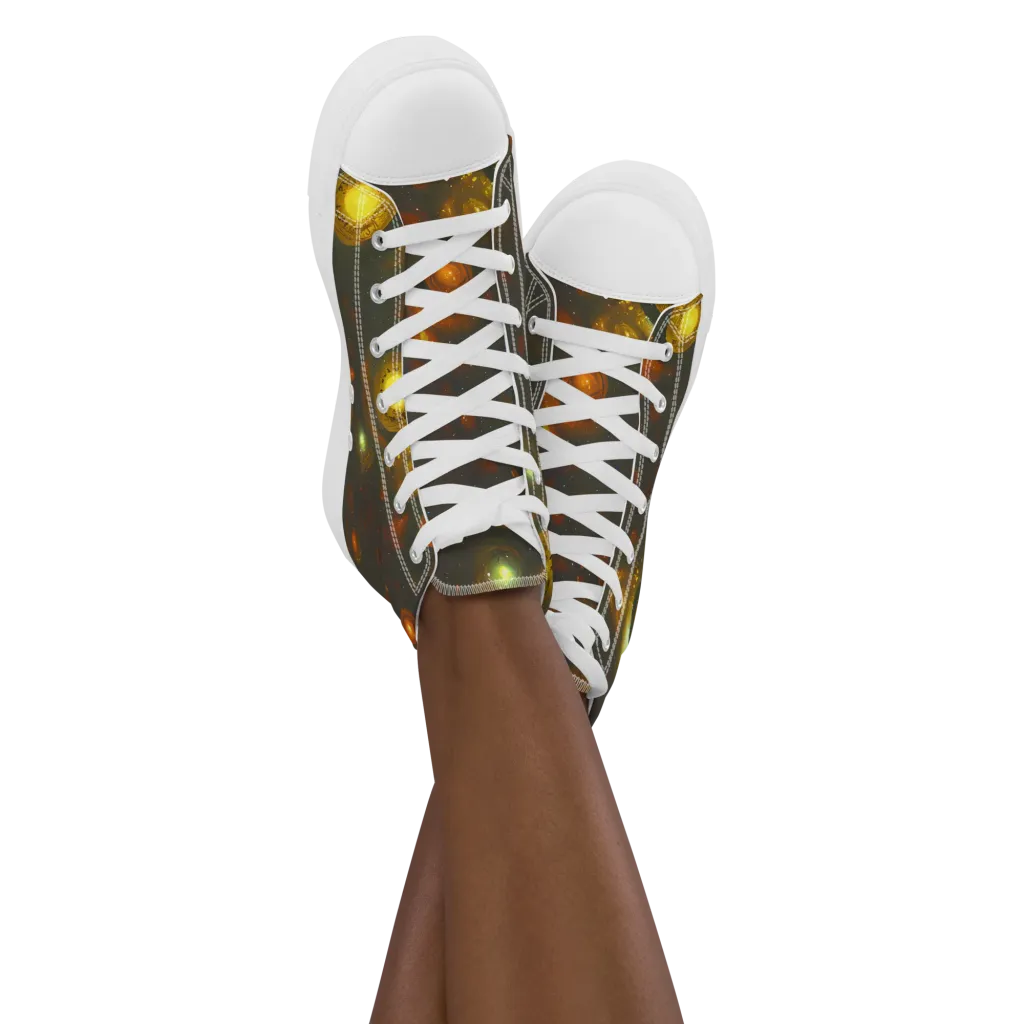 Solar Relics on Women's High Top Canvas Shoes — Front