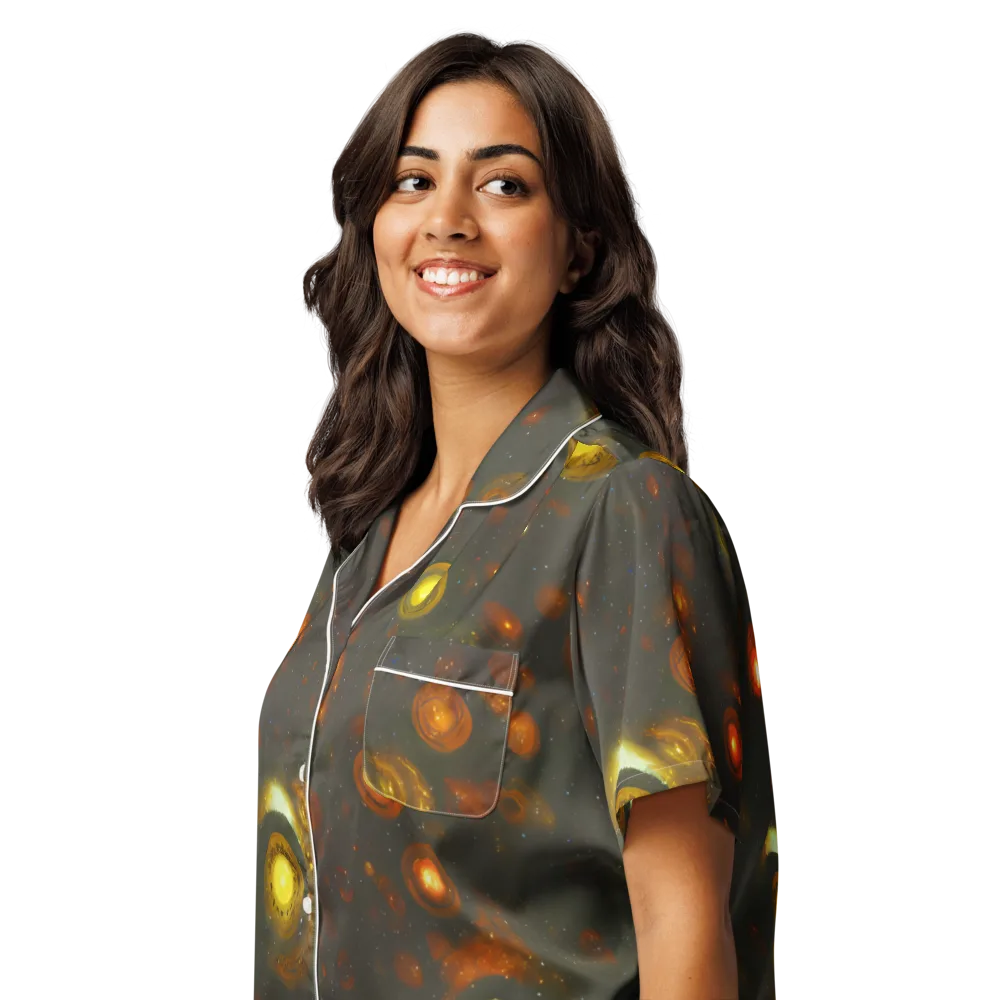 Solar Relics on Women's Short Sleeve Pajama Top — Left Front