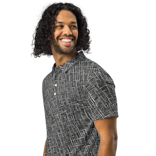 Noir Blueprint on a Men's Slim Fit Polo Shirt