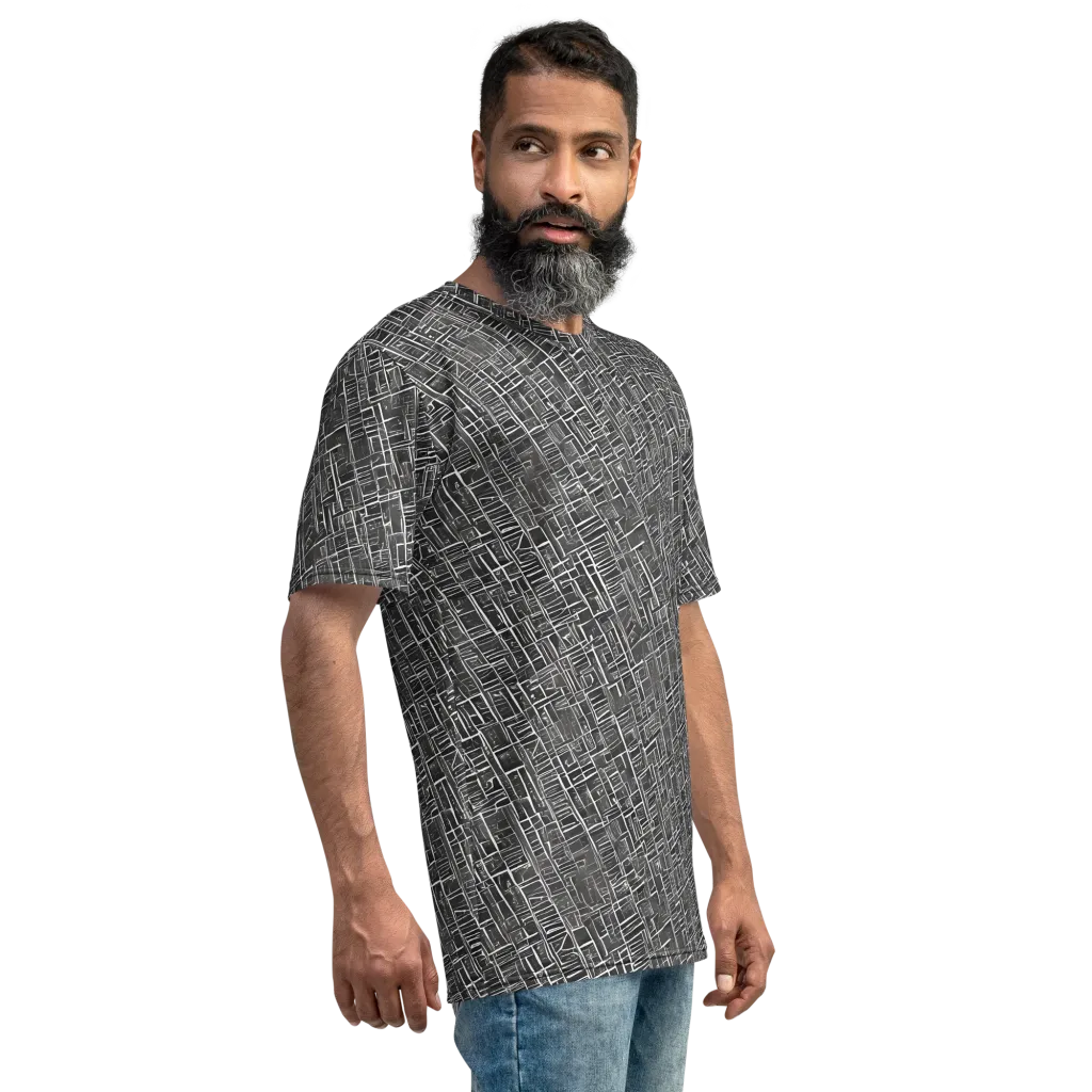 Noir Blueprint on Men's Crew Neck T-Shirt — Right