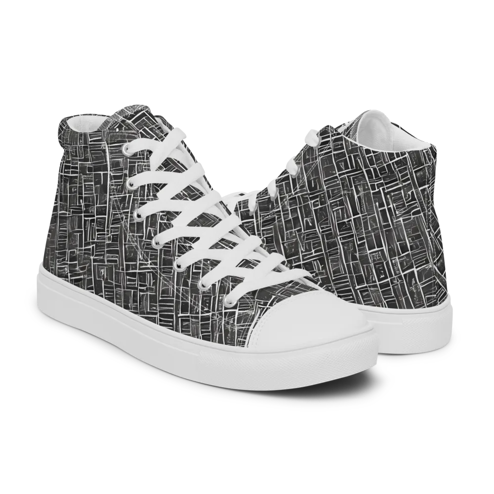 Noir Blueprint on Men's High Top Canvas Shoes — Right