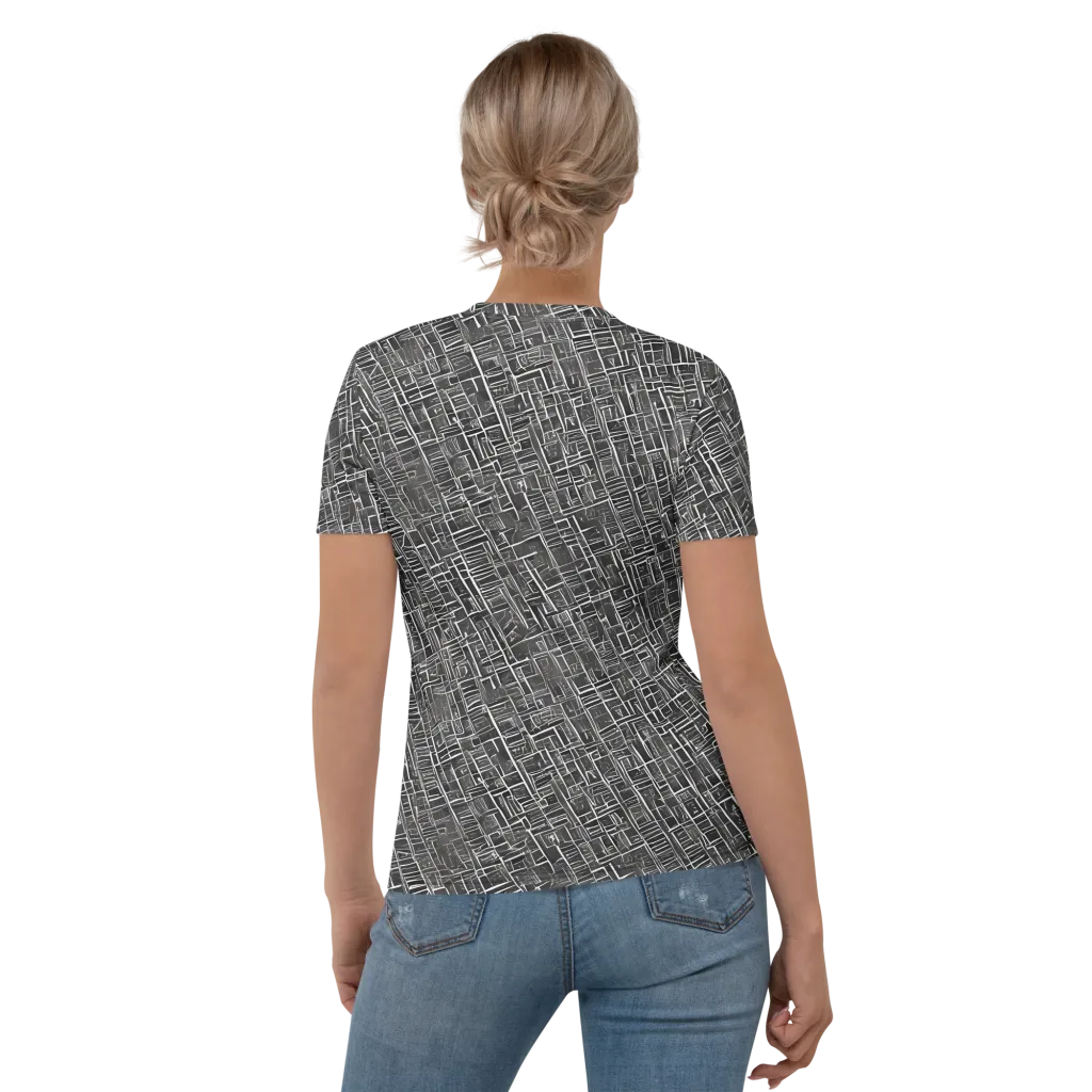 Noir Blueprint on Women's Crew Neck T-Shirt — Back