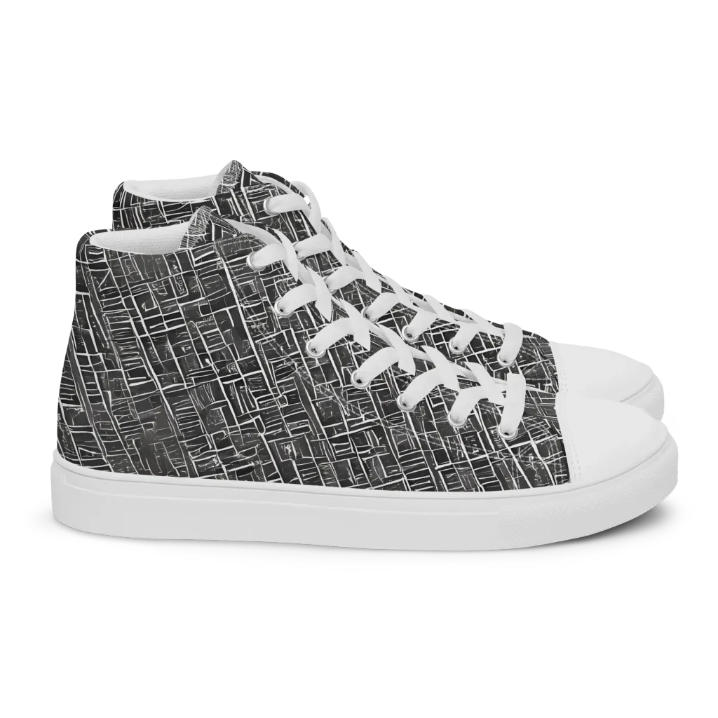 Noir Blueprint on Women's High Top Canvas Shoes — Right
