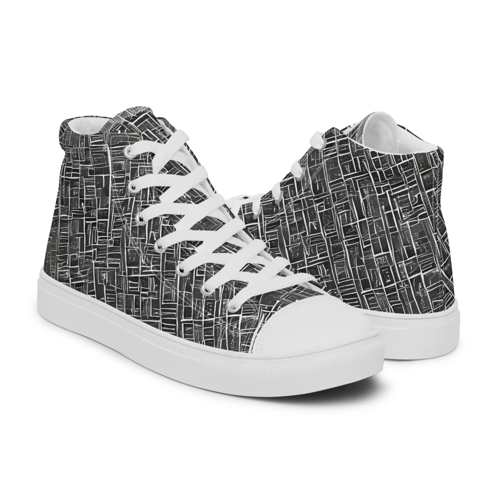 Noir Blueprint on Women's High Top Canvas Shoes — Right