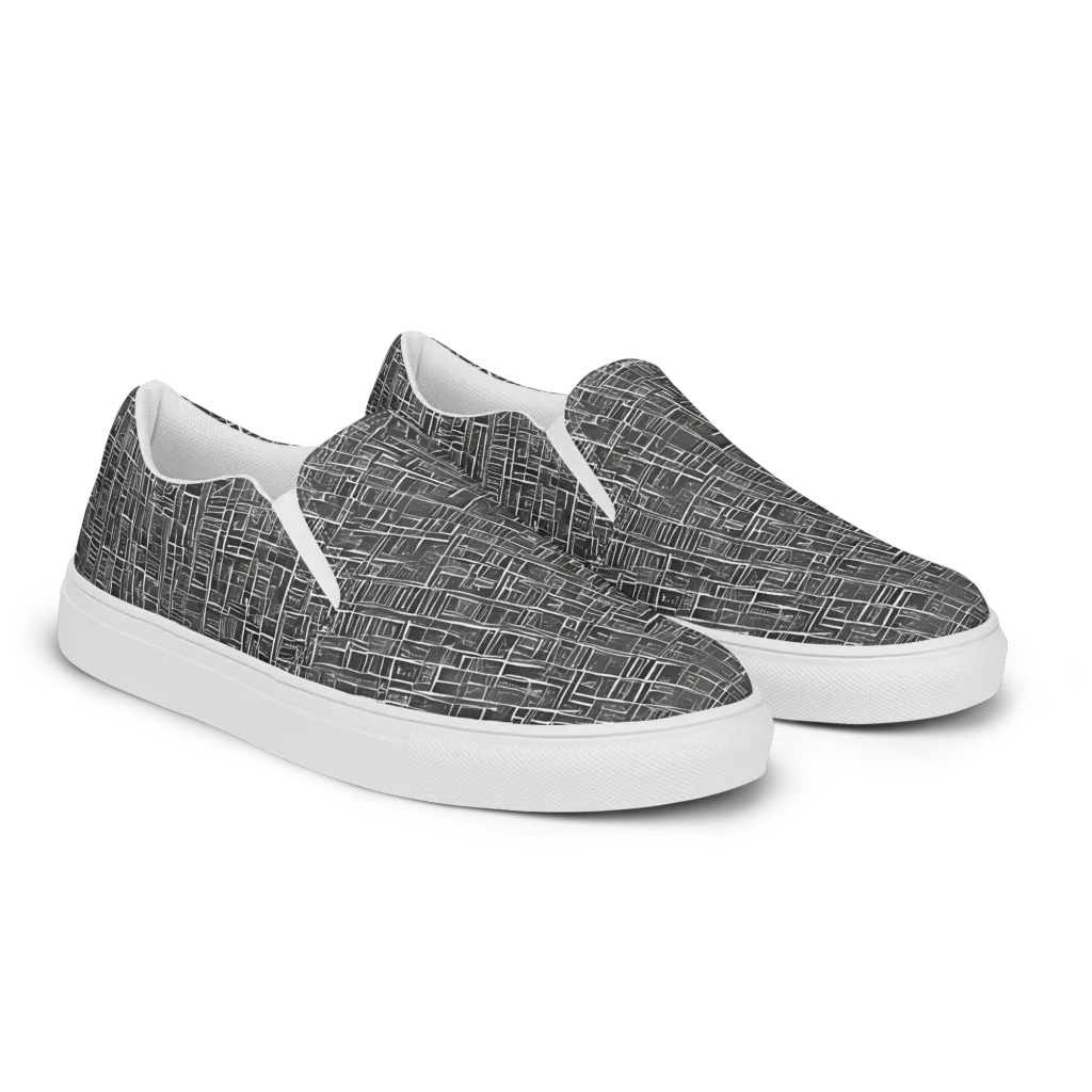 Noir Blueprint on Men's Slip-On Canvas Shoes — Right Front