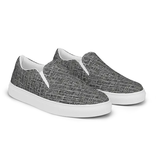 Noir Blueprint on a Men's Slip-On Canvas Shoes