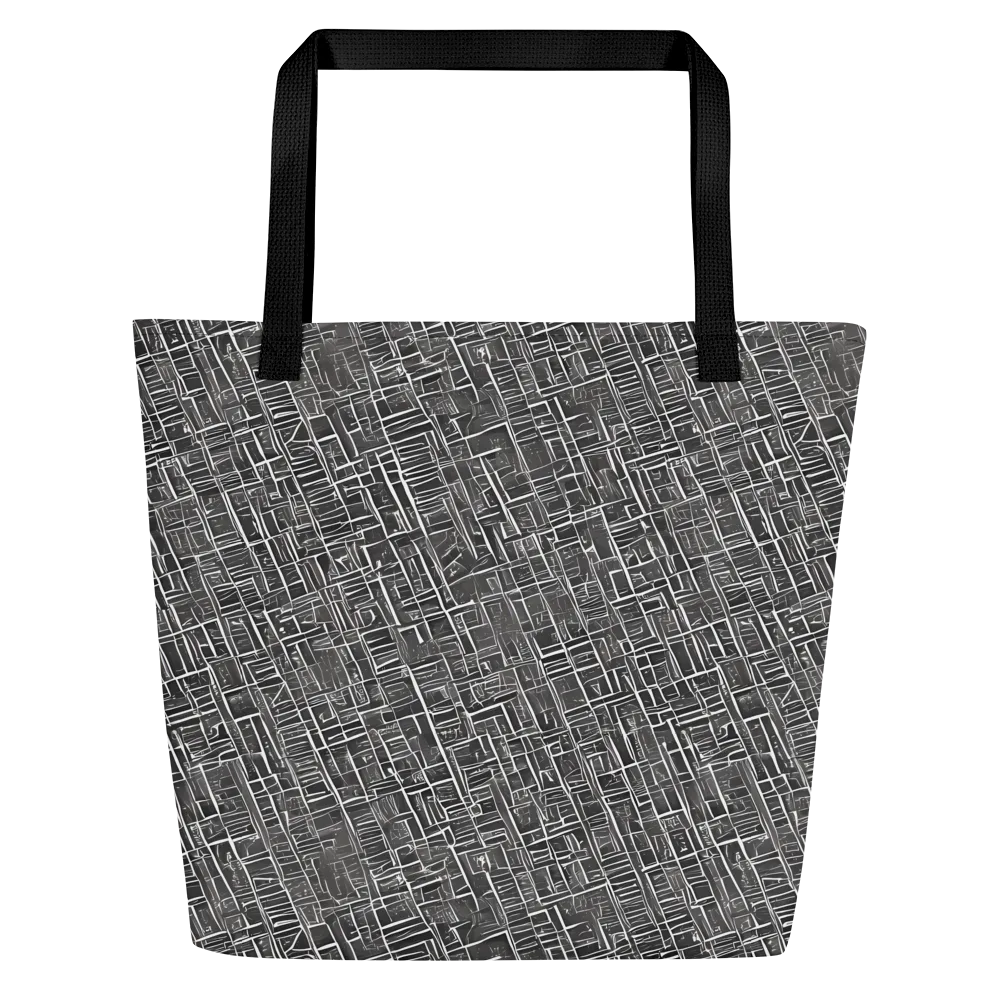 Noir Blueprint on Large Tote Bag W/ Pocket — Front