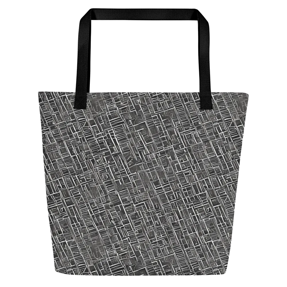 Noir Blueprint on Large Tote Bag W/ Pocket — Front